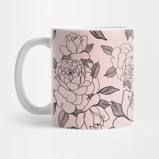 Patern black roses on pink Mug